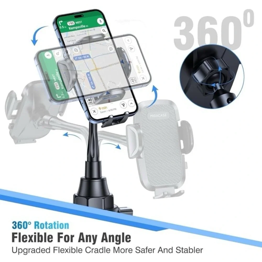 Miracase Cup Holder Phone Mount - Universal‎ Gooseneck Adjustable Car Cell Phone